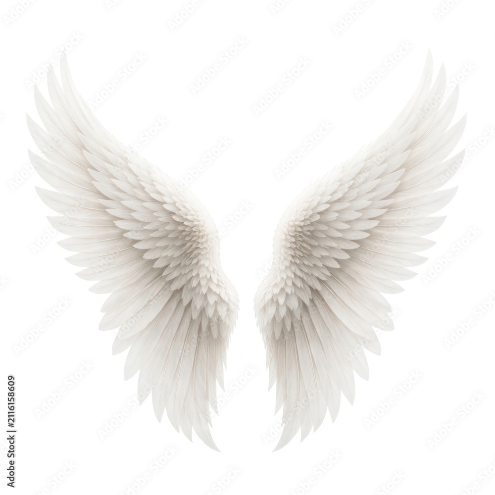 Fototapeta premium Elegant white angel wings illustration.