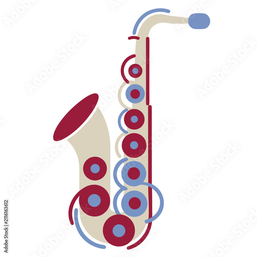Abstract illustration of a saxophone in colorful design  