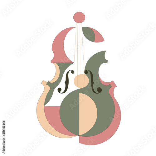 Abstract illustration of a violin in minimalist style and soft colors  
