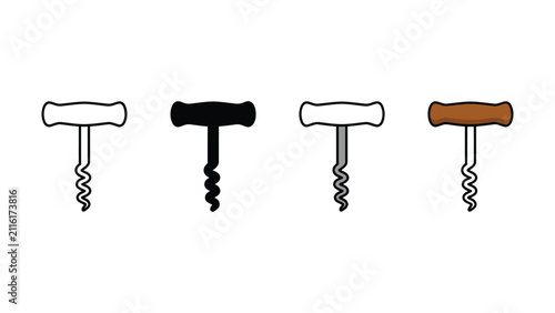 Four different colored wine bottle corkscrew opener tools on white background
