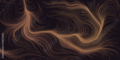 фотографія Abstract liquid flowing lines with orange and purple colors on dark background