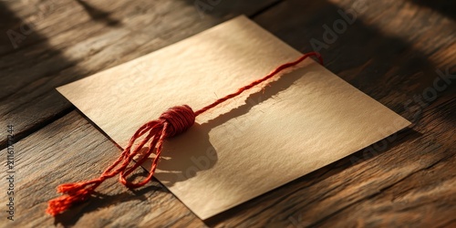 Raksha bandhan themed a vintage envelope tied with twine on a rustic wooden table at sunset raksha bandhan, raksha bandhan image