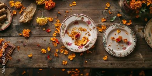 Raksha bandhan themed rustic wooden table decorated with marigold flowers and vintage plates raksha bandhan, raksha bandhan image
