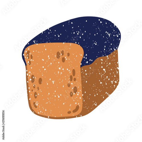 bread, single fresh baguette or bun isolated on white background. Stylized hand-drawn bakery illustration, cutout food icon, and design element for cafe menu, market, and recipes