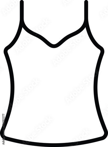 Canvas Print Minimalist tank top vector icon, black line art camisole illustration, sleeveles