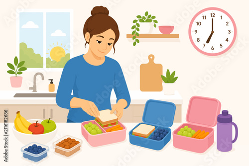 cozy morning kitchen lunch prep school lunches mom parent delicious diet healthy home school