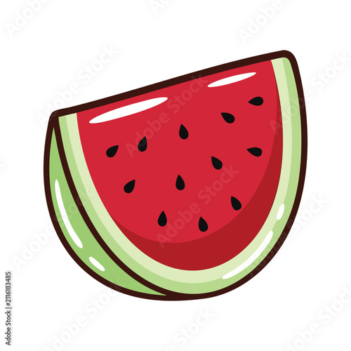 Illustrated Watermelon Slice Isolated