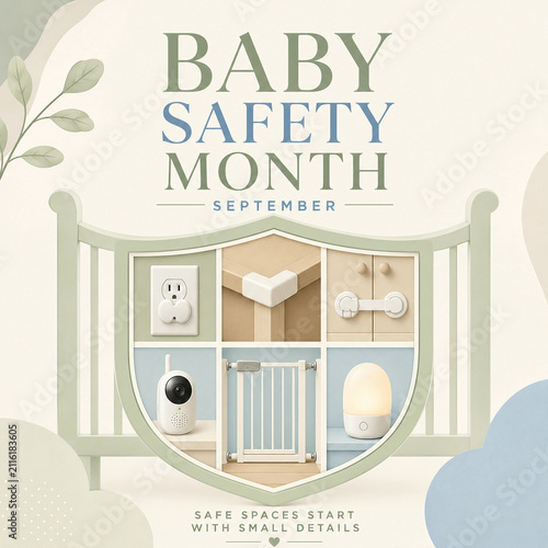 Baby Safety Month September With Home Safety Products Illustration