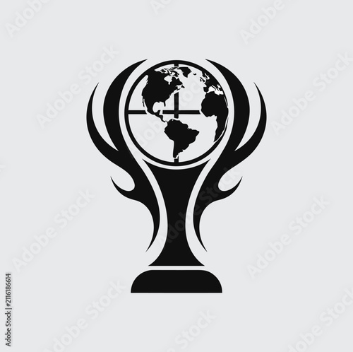 Globe Trophy Silhouette Illustration, World Championship Award Icon