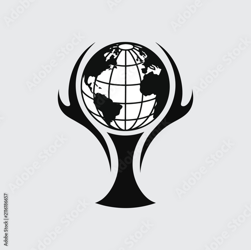 Globe Trophy Silhouette Illustration, World Championship Award Icon