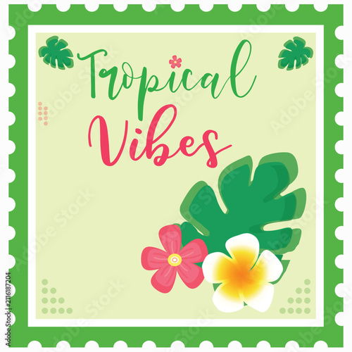 summer postage stamps postcard illustration