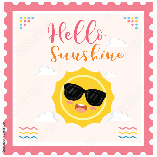 summer postage stamps postcard illustration