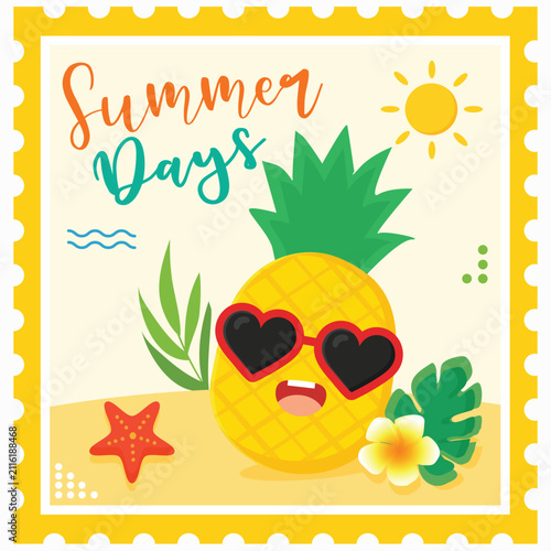summer postage stamps postcard illustration