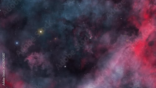 Looped flight through cosmic nebula clouds