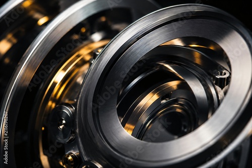 Polished titanium mechanical rings in luxury industrial engineering