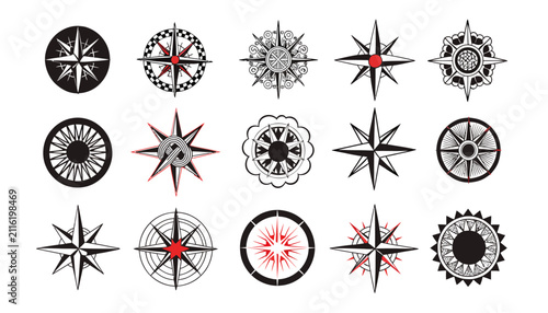 Vintage Compass Rose Collection: Nautical Navigation Icons