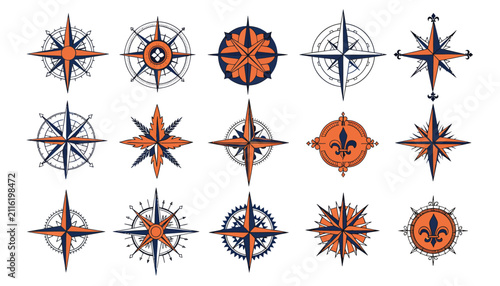 Vintage Compass Rose Collection - Nautical Navigation Symbols