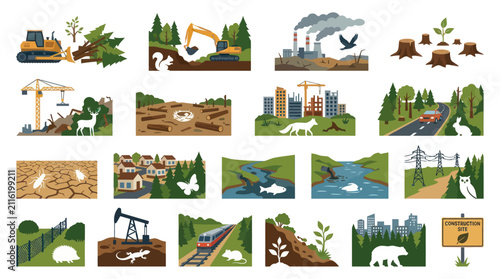 Environmental Destruction  Construction Site: Pollution, Deforestation, Urbanization