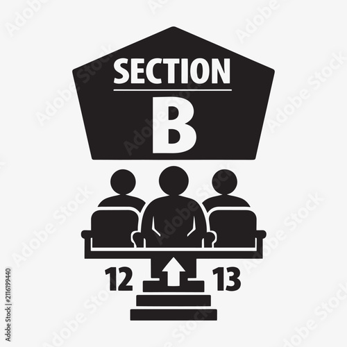 Section B Seating Silhouette Vector Icon for Stadiums, Theaters, and Event Navigation