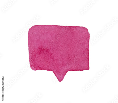 Hand-painted watercolor pink speech bubble, isolated on a transparent background. Perfect for social media posts, messages, chat icons, stickers, invitations, planners