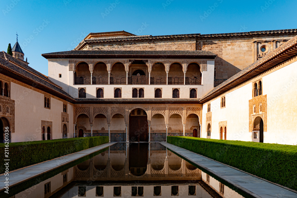 Fototapeta premium Court of the Myrtles located within the Nasrid Palaces of the Alhambra complex in Granada, Spain