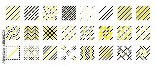 Abstract Geometric Patterns with Diagonal Lines and Shapes
