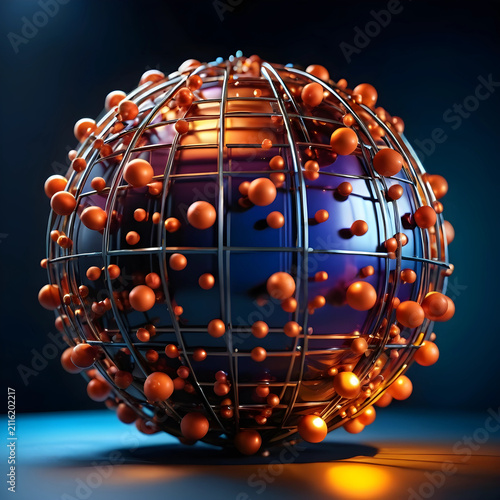 Sphere with orange particle...