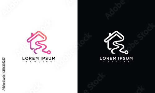 Modern House Path Digital Network Logo Design
