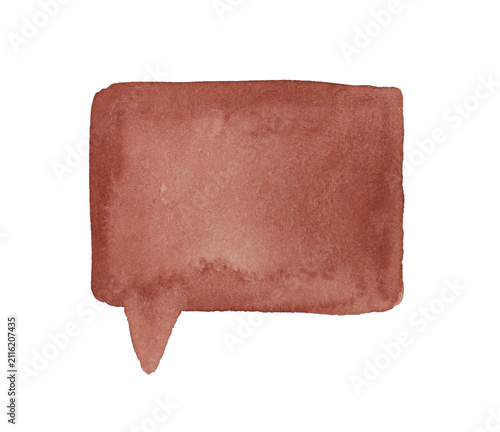 Hand-painted watercolor brown speech bubble, isolated on a transparent background. Ideal for chat messages, text placeholders, social media graphics, invitations, planners, stickers