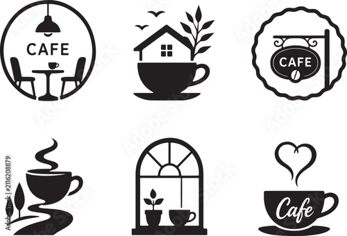 Cozy Coffee Cafe Logo Collection Vector Illustrations