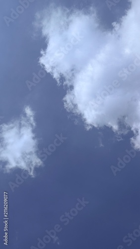 Fluffy White Clouds in Bright Blue Sky