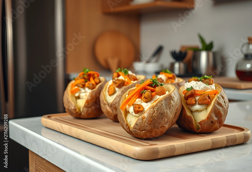 Baked potatoes with sour cr...