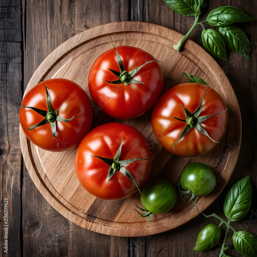 Fresh red and green tomatoe...