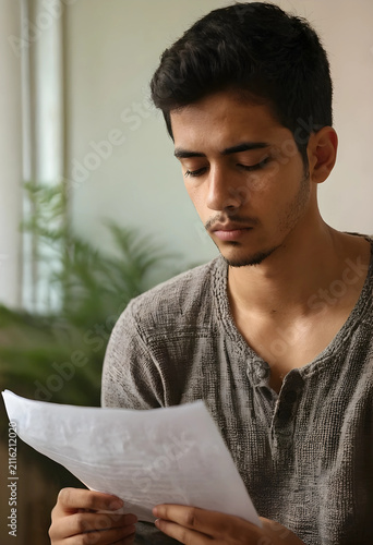 Young indian man reading do...