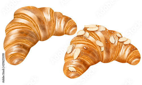 Foto Croissant bread painted with watercolor