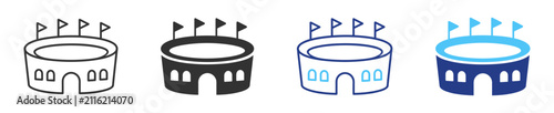 Konstfotografi Sports stadium and arena outline icons, entertainment venue symbols on transpare