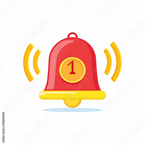 Картината върху платно Red Bell with Number One and Sound Waves.