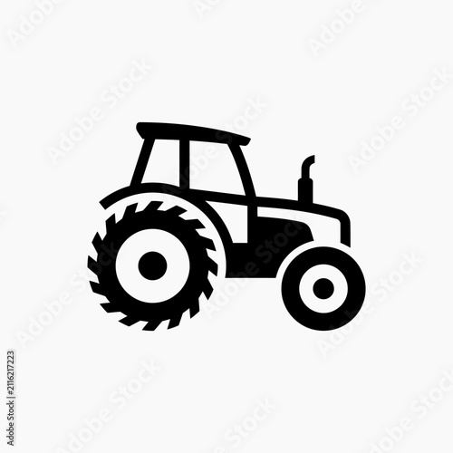 Agricultural tractor icon side view.