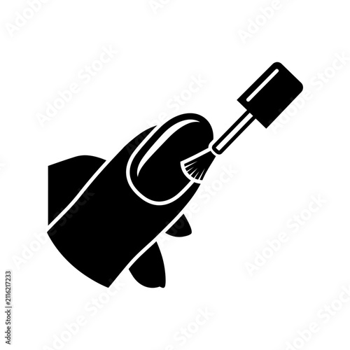 Angled nail polish application icon graphic.
