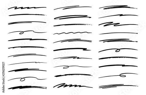 Grunge underline with pencil line, wave, dotted, zigzag lines, hand drawn grunge brush