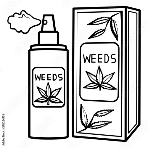 cannabis spray bottle packaging concept, marijuana  botanical branded packs vector icon design, weed based personal care products stock illustration