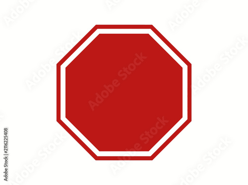 Blank Red Octagonal Traffic Sign Isolated On White Background For Regulatory Warning And Safety Regulation Messaging