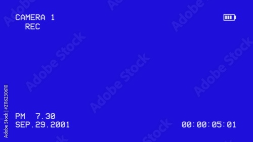 Vhs camcorder interface recording on a blue screen background