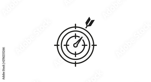 Foto Bullseye Target with Hitting Arrow Mark.