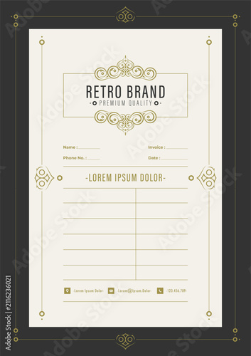 Elegant Vintage Invoice Template with Luxury Ornamental Decorative Elements