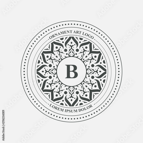 Elegant Circular Ornamental Logo Template with Decorative Mandala Elements