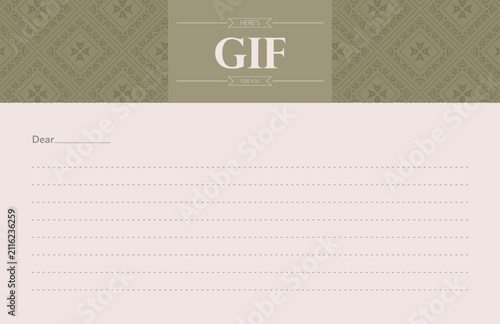 Vintage Gift Letter Template with Elegant Ornamental Pattern Background