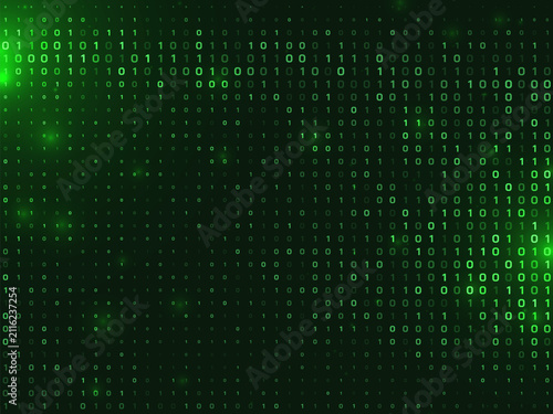 Abstract binary code style digital green matrix background