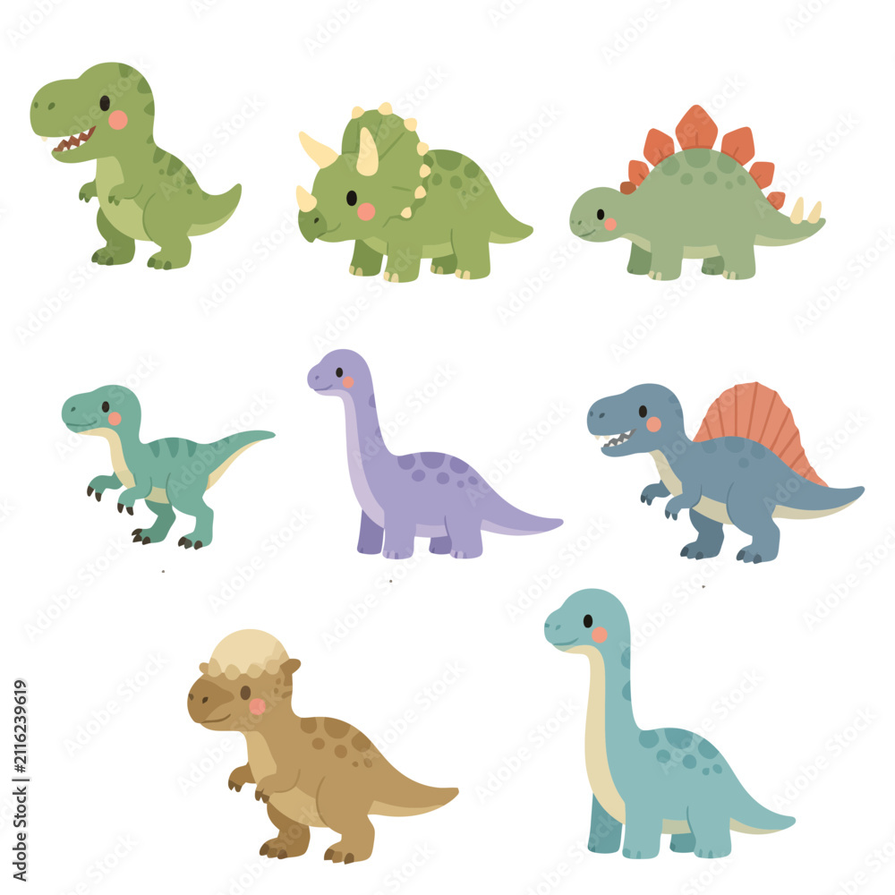 Naklejka premium set of funny cartoon dinosaurs