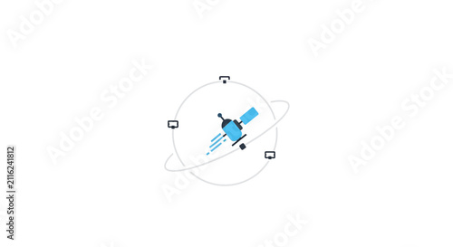 A Simple Illustration Of A Blue And Black Object In The Center Of A White
